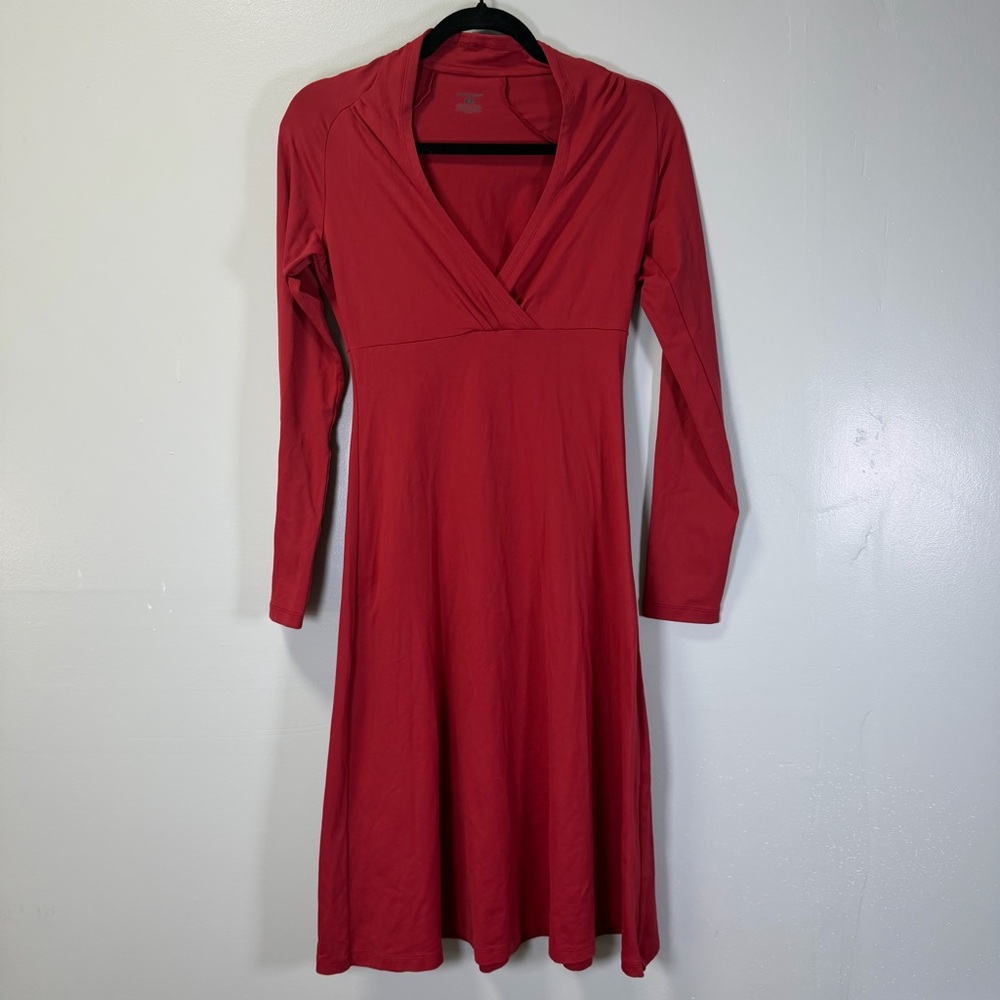 Patagonia‎ Eva Luna Red V-Neck Long Sleeve Dress Sz Small